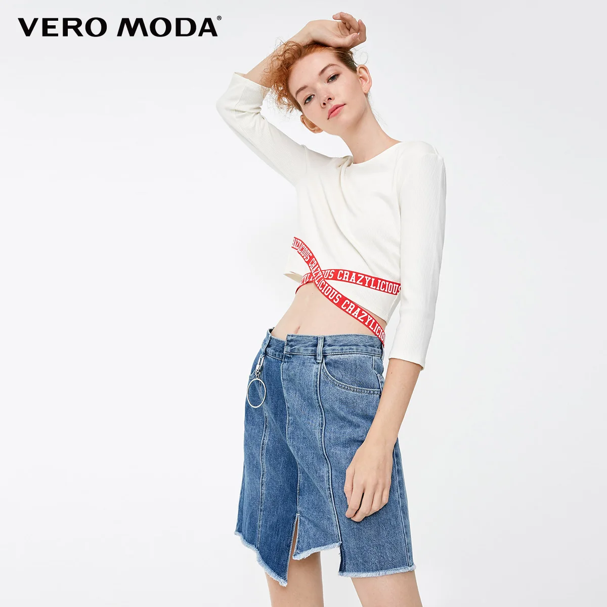 Vero Moda Женская нерегулярная сплайсинга кольцо лоскутное мини джинсовая юбка | 318337514 - Цвет: Dark blue denim