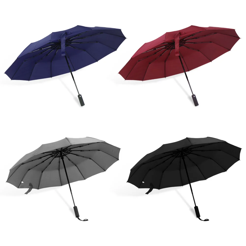 Buy LGJFOTSUNCY Three Folding Automatic Strong Umbrella With 12 Ribs For Men Women Rainy Sunny Business Portable Umbrella