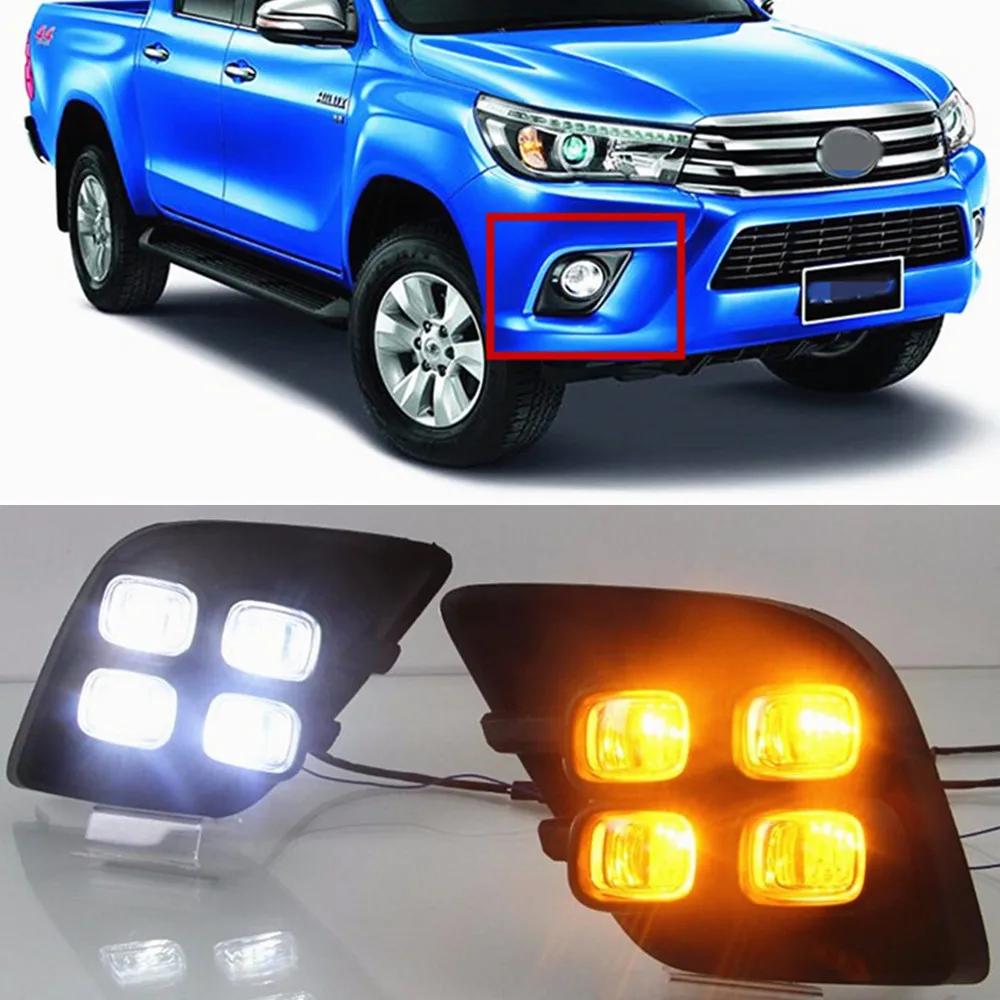 

CSGJMY 1Set LED For Toyota Hilux Revo Vigo 2015 2016 2017 LED DRL Daytime Running Light Daylight turn Signal lamp car-Styling