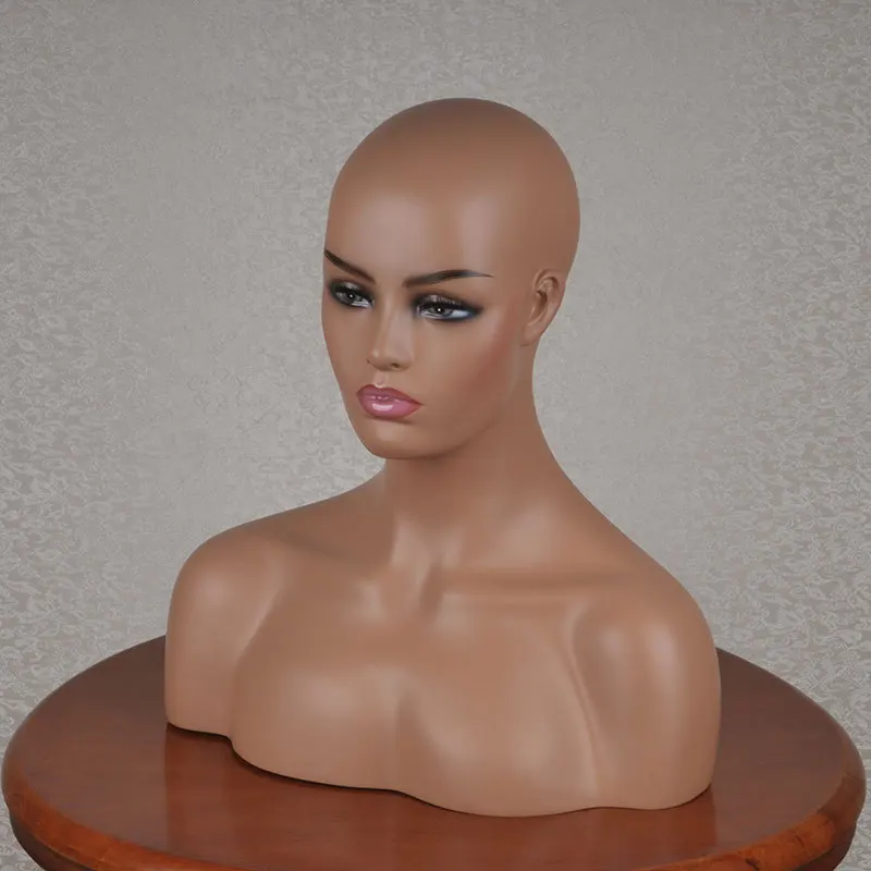 Женские реалистичные оптоволоконные манекен голова бюст для парика ювелирные изделия и манекен для шляп M-0036