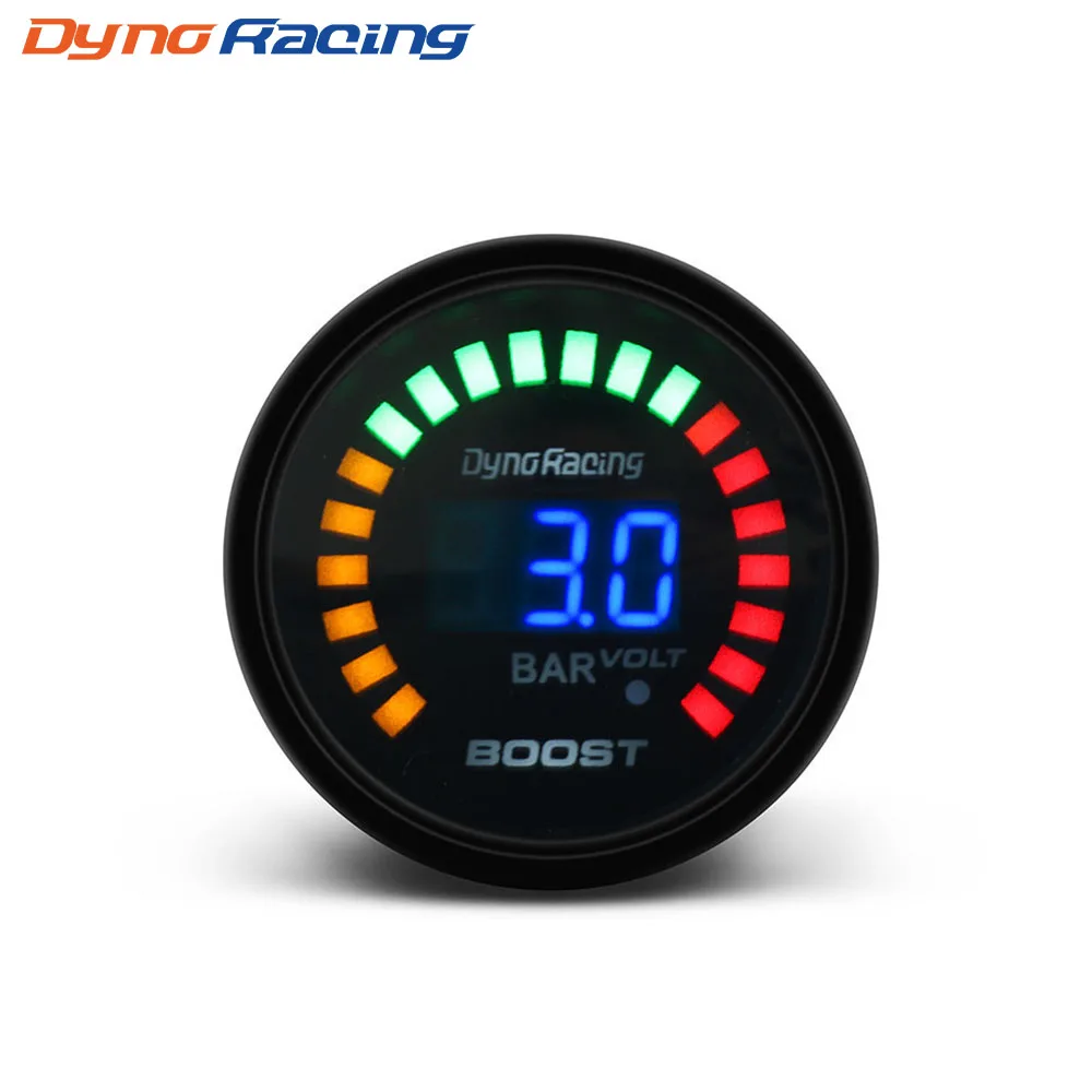 Dynoracing 2 &quot52 мм 20 светодиодный синий цифровой-1-2 брусок 12В Turbo Boost манометр