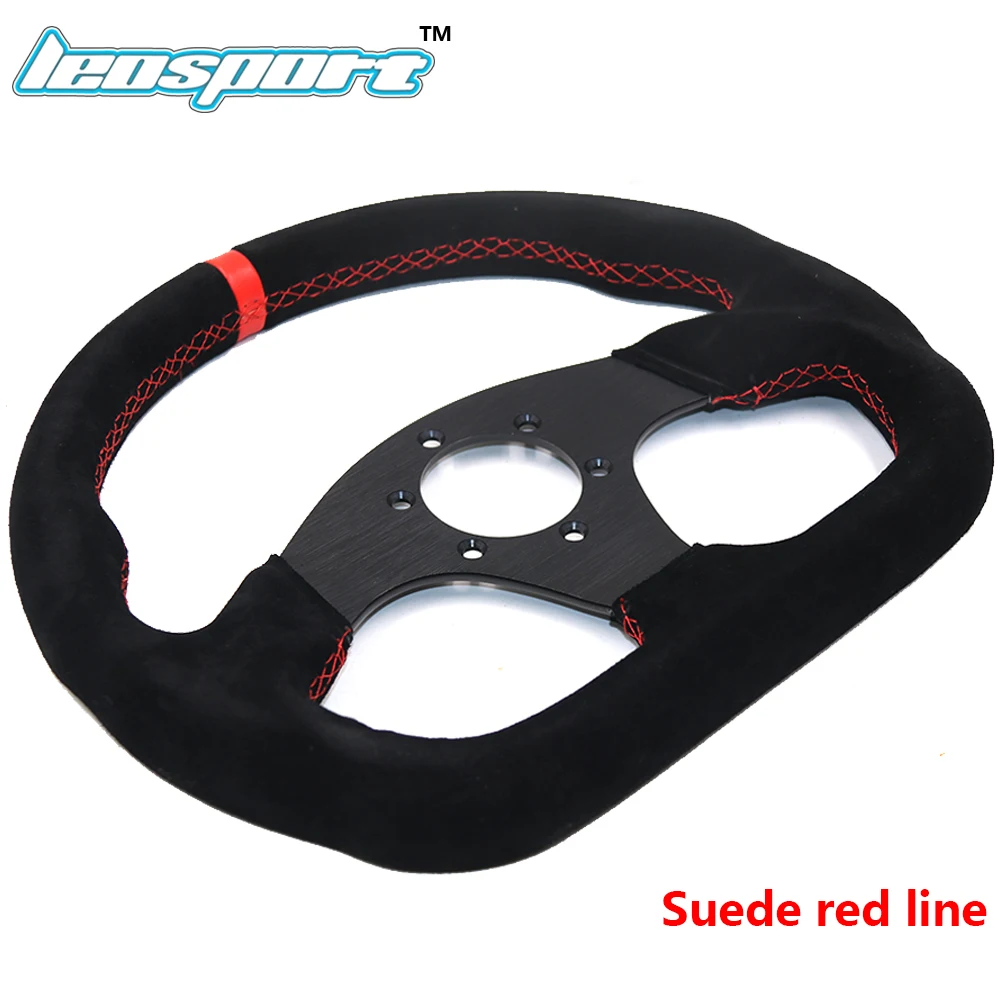 Leosport-13inch для OMP MOMO, стильное рулевое колесо, замшевое, кожаное, черное, красное, белое рулевое колесо, плоское игровое рулевое колесо