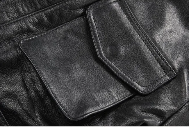 Модная куртка M65 из натуральной кожи, Мужская черная приталенная мотоциклетная куртка из натуральной коровьей кожи, мужская повседневная байкерская куртка с карманами