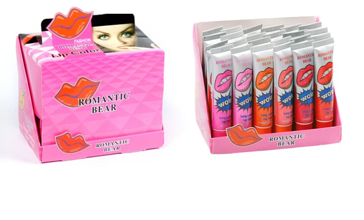 Romantic Bear WOW lipgloss Magic Peel Mask Tint Pack Tear Away lipsticks 48boxes =1152pcs Liquid | Красота и здоровье