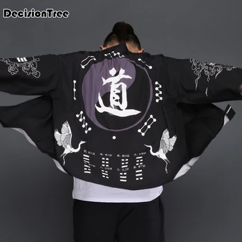 

2020 mens kimono japanese clothes streetwear casual kimonos jackets harajuku japan style printed cardigan chinese outwear