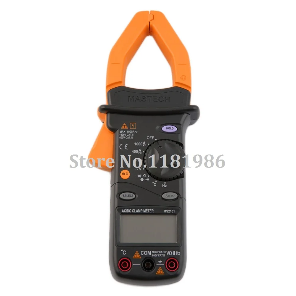 

MASTECH MS2101 1000A Digital AC DC Current Voltage Clamp Meter 4000 Counts Multimeter Capacitance Temp Frequency HZ Tester