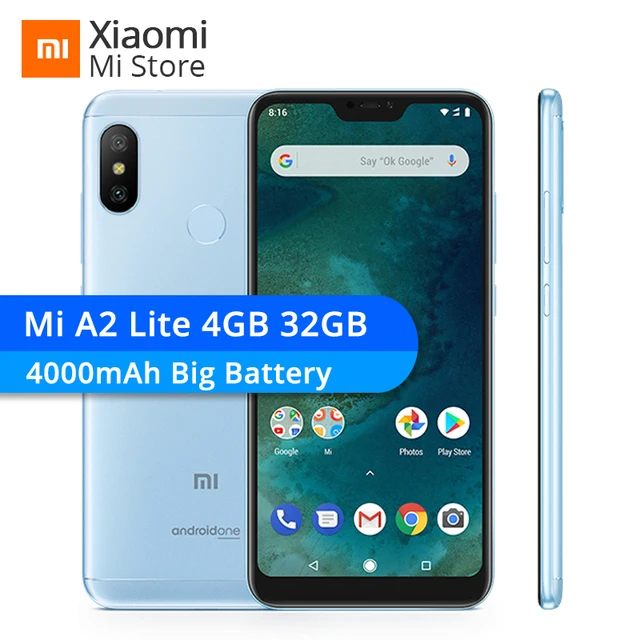 Глобальная версия Xiaomi Mi A2 Lite 4 Гб Оперативная память 32 ГБ Встроенная память мобильного телефона Snapdragon 625 Octa Core 5,84 "19:9 полный Экран 4000 mAh Батарея