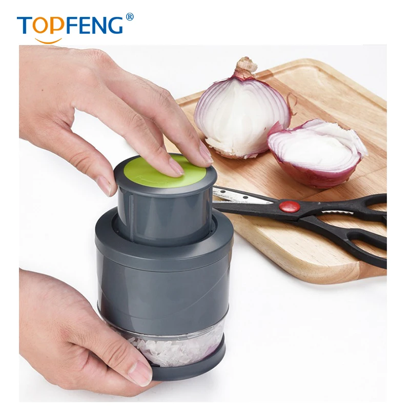 

TOPFENG Mini Vegetable Chopper Manual Hand Chopper Onion Garlic Mincer Pressing Vegetable Fruit Cutter Slicer