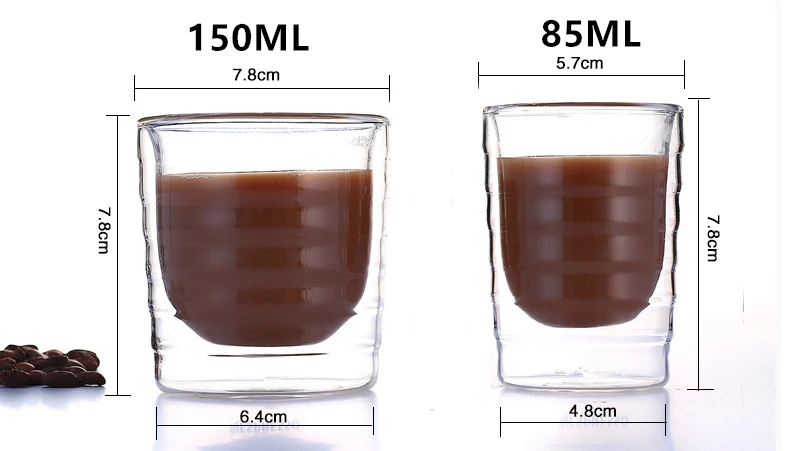 Arshen 85/150 мл нить с двойными стенками Стеклянная кофейная кружка прозрачная ручная работа термостойкие чашки для чайных напитков здоровый напиток стеклянная кружка для кофе