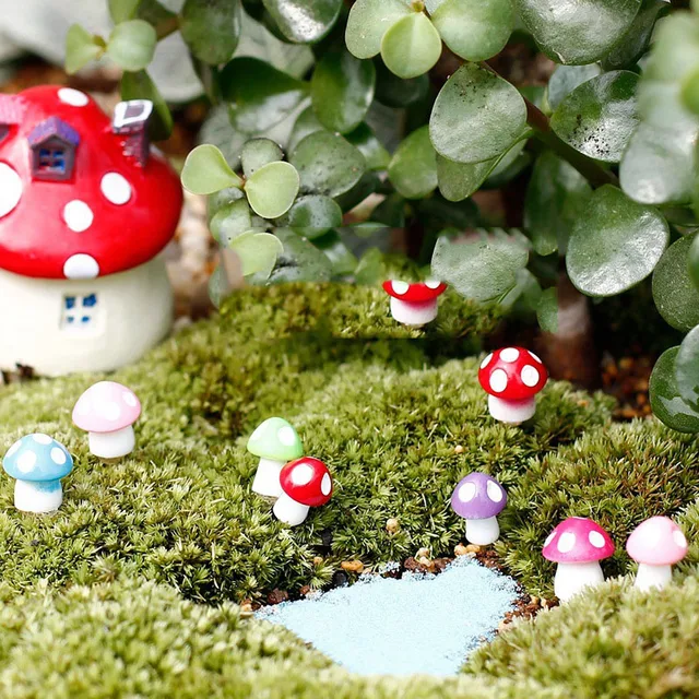 Aliexpress 10pcs Lot Fairy Garden Miniatures Mini Mushroom 10pcs Lot Fairy Garden Miniatures Mini Mushroom Decoration Resin Craft Miniature Figurines