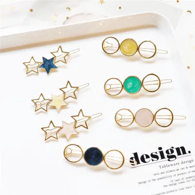 

Xugar Hair Accessories Acetate Star Alloy Hair Clip For Women Girls Round Hairpins Hair Ornament Headband Barrette