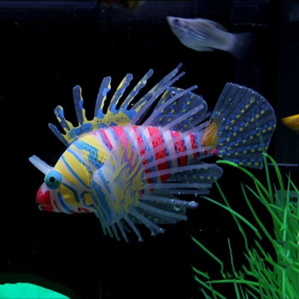 Светящиеся искусственные аквариумные рыбки Lionfish украшение для аквариума мини