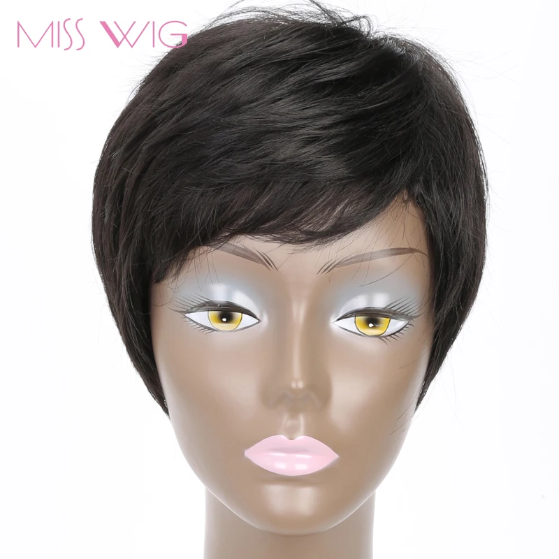 

MISS WIG 8Inchs Wigs for Black Women Synthetic Wigs Black Color High Temperature Fiber
