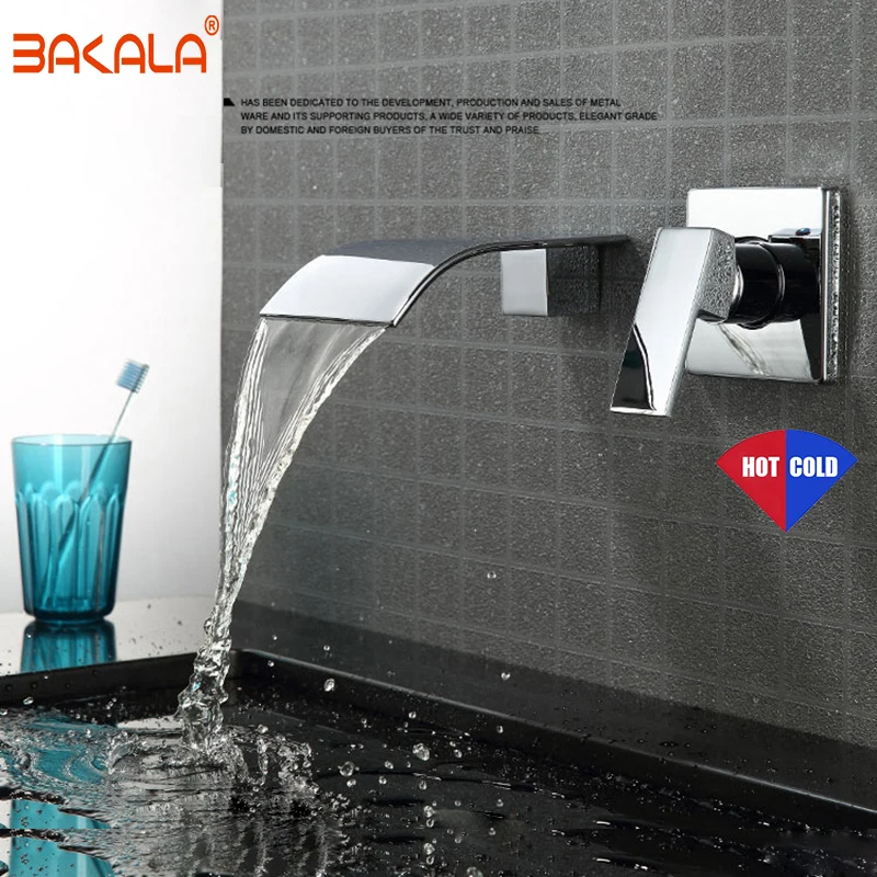 الجملة والتجزئة شحن مجاني جدار الخيالة كروم النحاس حوض للحمام صنبور الغرور بالوعة صنبور حوض خلاط واحدة مقبض 2 ثقوب