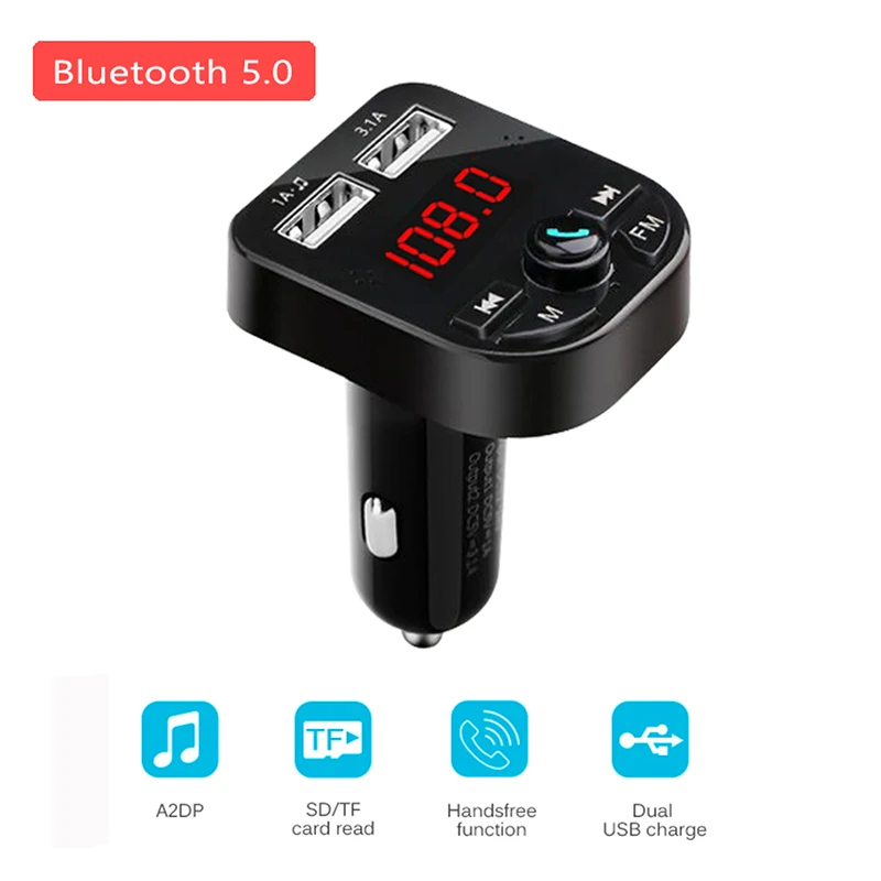 Car MP3 Aux Player Bluetooth Car Kit FM Transmitter Handsfree 5V 4.1A Dual USB Bluetooth adapter Charger Fm Modulator for Xiaomi