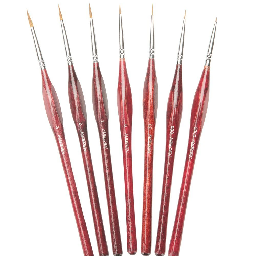 MEEDEN Professional Sable Hair Paint Brush Set 7 Miniature Art Brushes for Drawing Gouache Oil