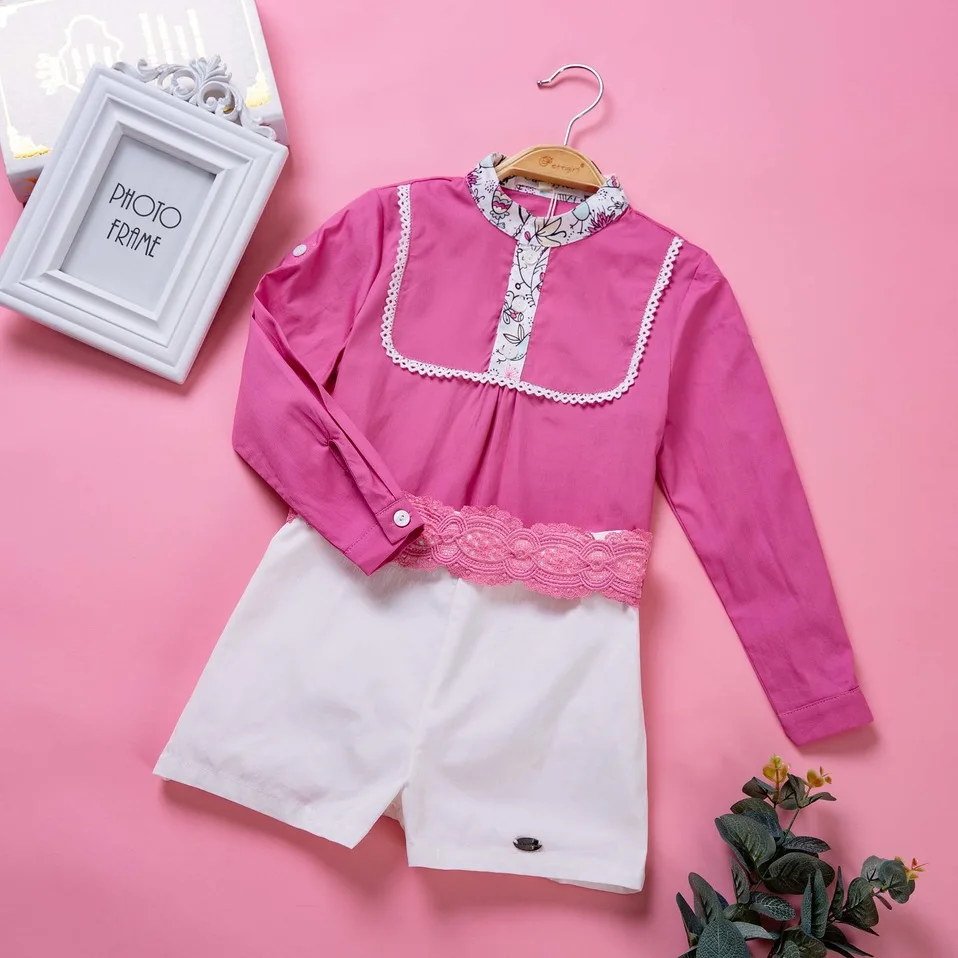 

Pettigirl Fall Baby Boys Clothing Sets Long Sleeve Hot Pink Shirts+ White Casual Pant Boutique Kids Clothing B-DMCS105-B270