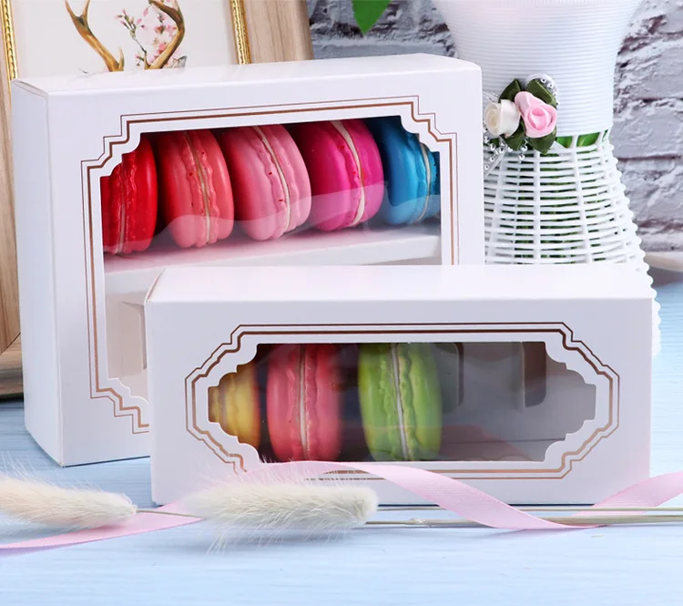 

10/20/30pc kawaii macaron boxes with transparent open window packaging boxes for macaron party favors desserts packing tableware