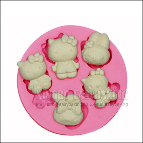 

5 Hole Cute Cat Mini Kitty Silicone Mould Cake Decorating Silicone Mold For Fondant Candy Crafts Jewelry PMC Resin Clay