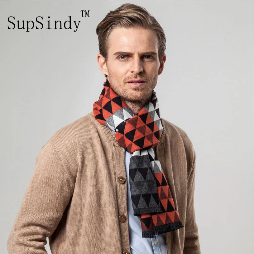 European style Luxury men's scarf business casual thick wool scarves