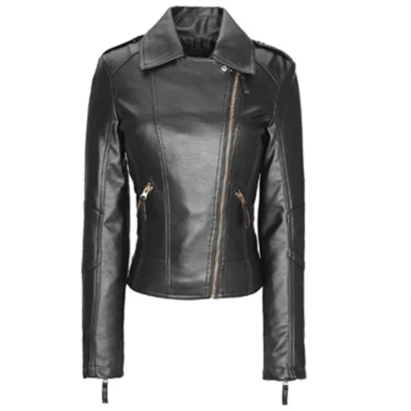 

Women's pu Leather Jacket Small Coats Spring and Autumn Black Plus Velvet Warm Jacket new Korean version wild slim slimming Coat