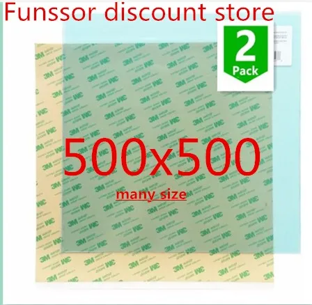 

Funssor PEI Sheet with tap, 500x500mm 3D Printing Build Surface with 3M 468MP Adhesive Tape Lot of 2
