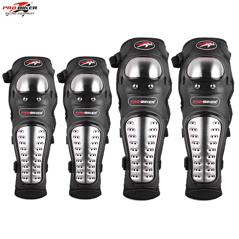 

4Pcs/Set Motorcycle Kneepad Stainless Steel Moto Elbow Knee Pads Motocross Racing Protective Gear Protector Guards Kit