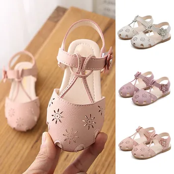 

Girls Leather Non-slip Soft Closed Toe Princess Flat Shoes Summer Sandals YJS Dropship