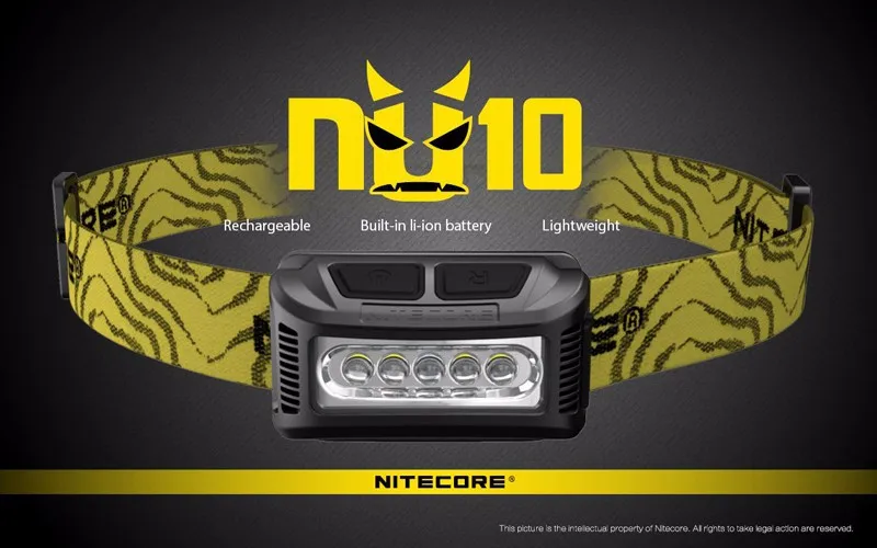 USB Перезаряжаемый Nitecore NU10 рабочий налобный фонарь с широким диапазоном освещения