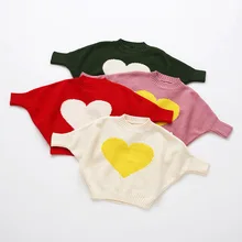 Детский свитер; кардиган для новорожденных девочек; вязаные куртки с сердечками для мальчиков; теплый детский шерстяной свитер; пальто; осенняя одежда для маленьких девочек