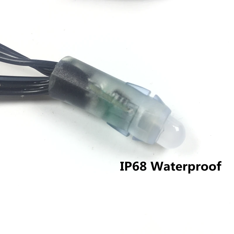 US $11.25 50pcs DC5VDC12V 12mm WS2811 IC RGB Led Pixel Module String Black Wire Waterproof IP68 Digital Full Color LED Pixel Light