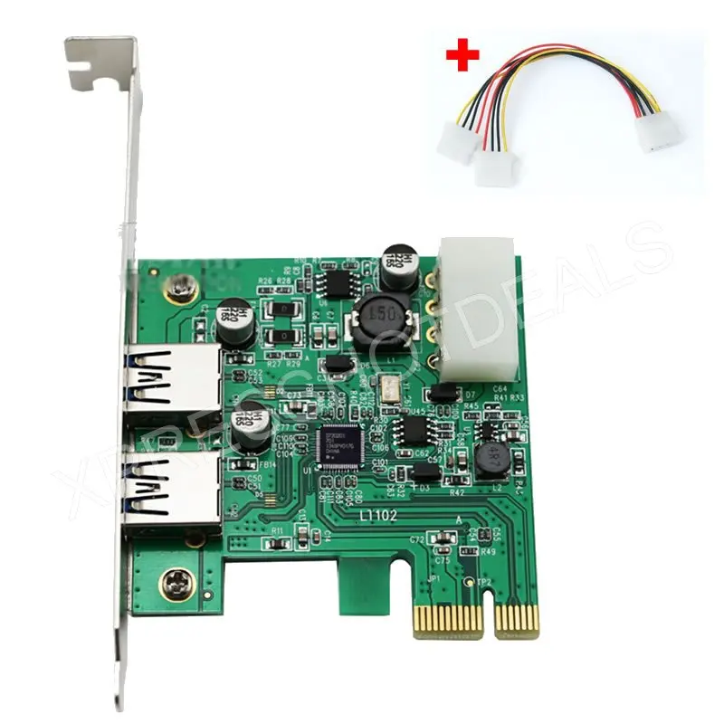 

2 порта USB 3,0 HUB для PCI-E Express Card Adapter w/4-контактный кабель питания