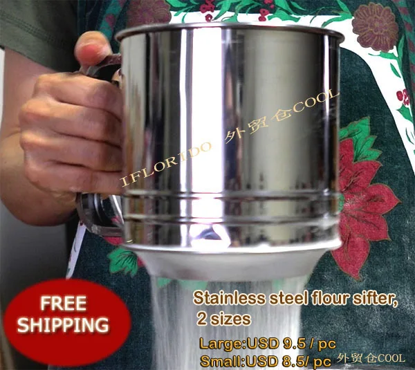 Free shipping,High quality,Classic stainless steel flour sifter, 2