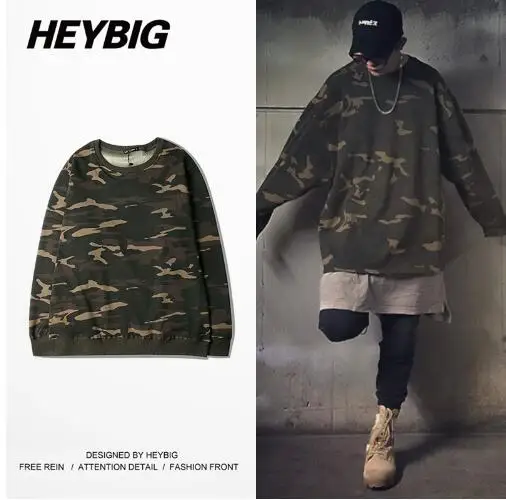 Большие камуфляжные толстовки с длинными рукавами Heybig tour Kanye WEST INSPIRED