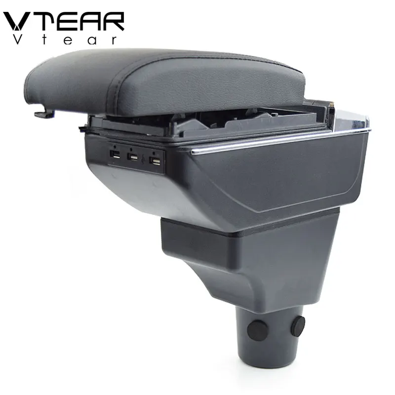 Vtear For Toyota Sienta armrest font b box b font USB Charging heighten Double layer central