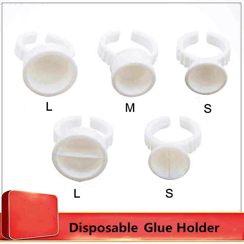 100 pcs/Lot Disposable S M L Glue Holder Ring Pallet For Eyelash Extension Tattoo Pigment Makeup Tool Kit Beauty Eye Lash Graft | Красота и