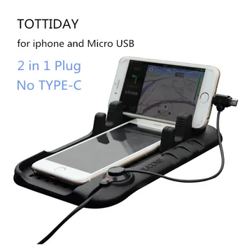 

TOTTIDAY Car Desk Phone Holder 3 in 1 Charger Plug Cable for iPhone XS 8 Samsung Android Type-C Phones Anti- slip Silicone Pad