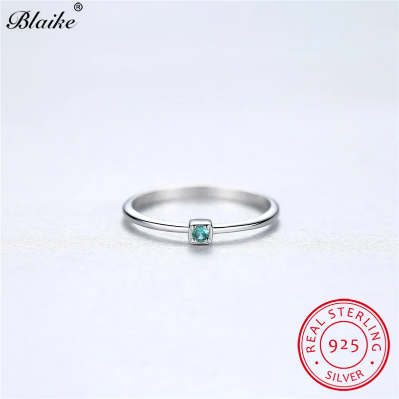 Blaike Girl минималистичные маленькие круглые свадебные тонкие кольца с зеленым Изумрудным камнем для женщин, обручальное кольцо с цирконием, хорошее ювелирное изделие