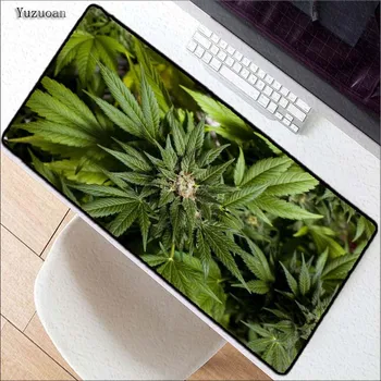 

Yuzuoan Overlock Edge Clear green leaves future mats Rubber Mat Computer Gaming Mouse Pad Ultra Gamer Large Size Mat Table