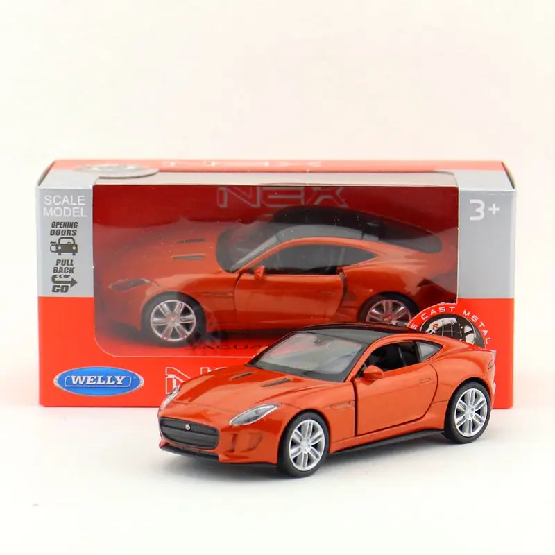 /WELLY игрушка/Литье под давлением модель/1:36 весы/Jaguar F-type Coupe Супер/тяните назад автомобиль/Набор для обучения/подарок/Дети - Цвет: Оранжевый