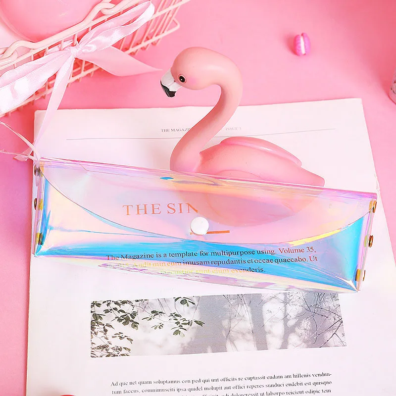 Красивый лазерный Пенал школьный пенал для девочек простой прозрачный Карандаш сумка косметичка - Цвет: Laser Transparent