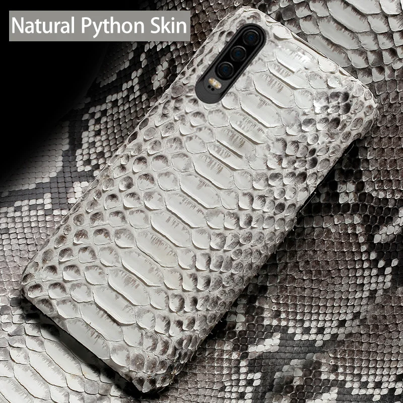 

Phone Case For Huawei P20 P30 P10 P8 Mate 20 10 Lite 9 Pro Natural Python Skin High-end Custom For Honor 8X Max V20 Back Cover