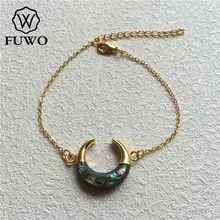 FUWO исключительно ушка Полумесяца браслет с золото ближнего латунь цепи моды двойным рогом браслет ювелирных изделий BR502