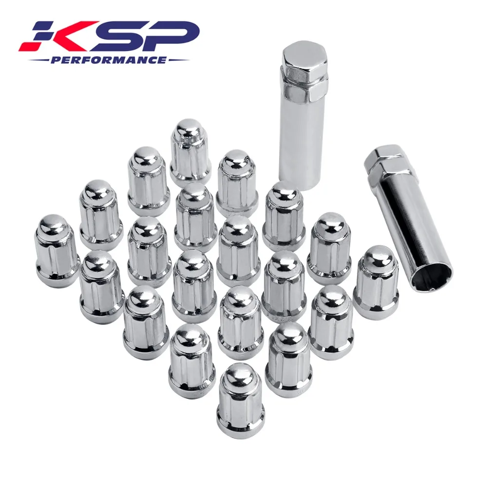 KSP Set of 20 Chrome Steel Lug Nuts M12x1.5 Conical Acorn Seat Closed