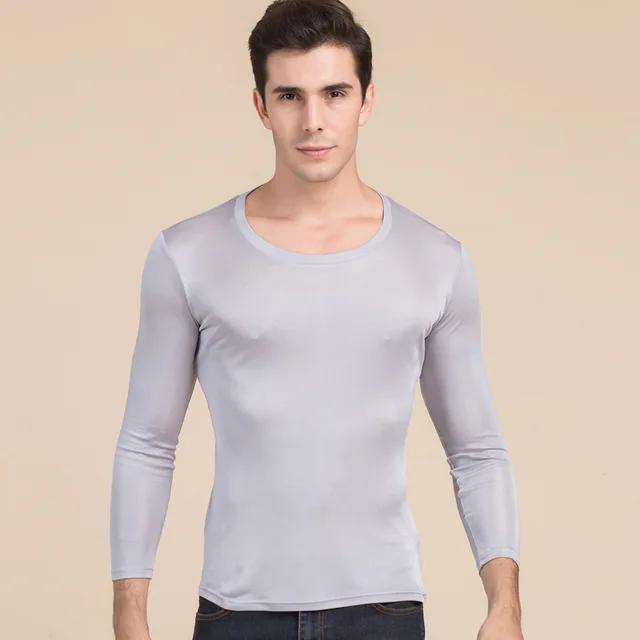 Men's Silk Basic Thermal Underwear 100 Natural Silk Scoop Neck Long