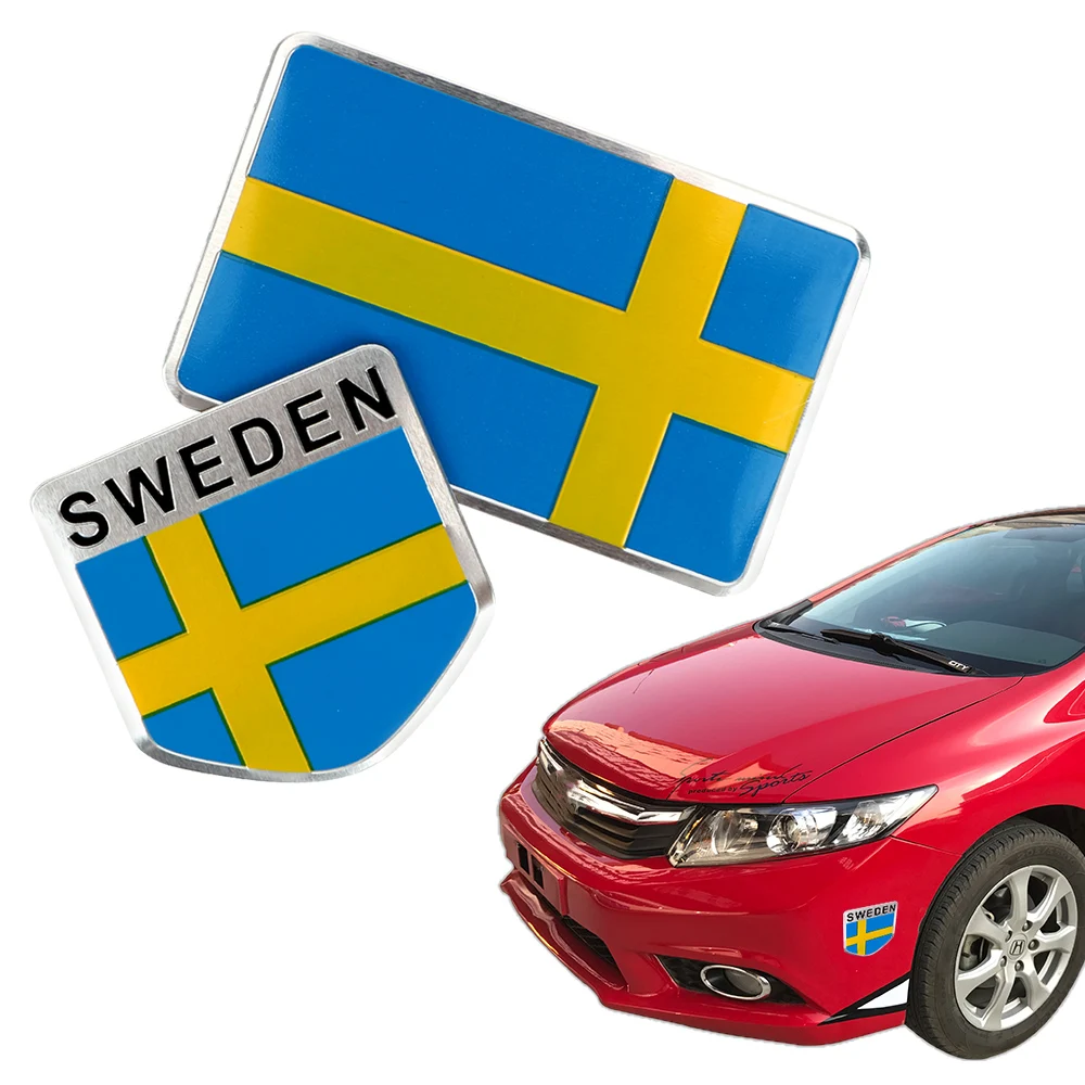 

LEEPEE Emblem Decal Badge Car -Styling Universal Auto Decoration Sweden Flag Car Sticker Scratch Cover Sticker Aluminum