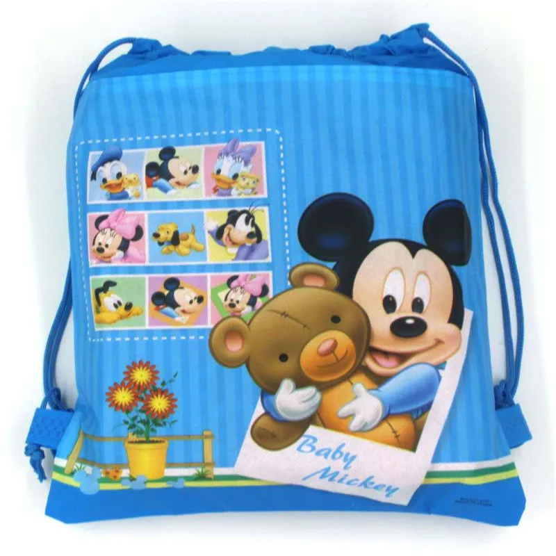 

1pcs/lot Baby Mickey Mouse Non-woven Fabrics Drawstring Backpack Gift Bag For Kids Birthday Party Favor Gifts Bags Free Shipping