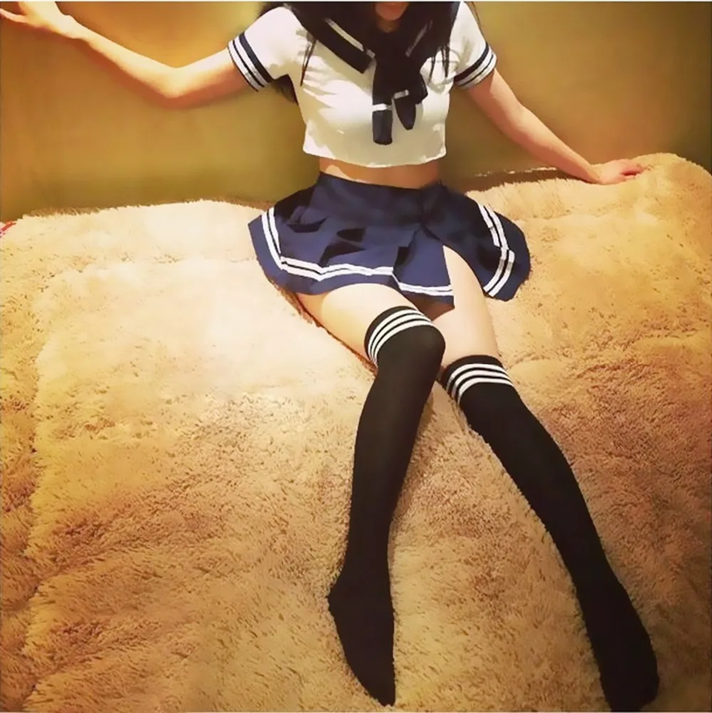 Японская/Корейская школьная форма, сексуальный милый костюм моряка для женщин/девушек, JK, комплекты одежды для студентов, топы+ юбки+ свободные чулки, один размер