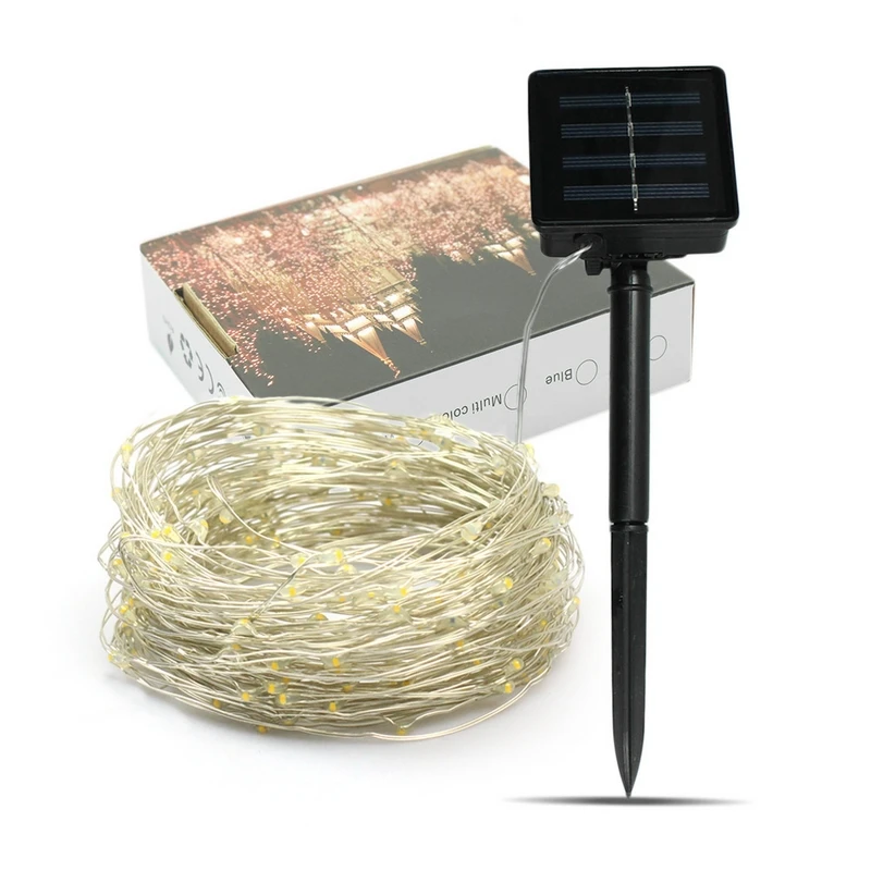 100 led Солнечный светодиодный светильник светодиодная медная проволока 10 м