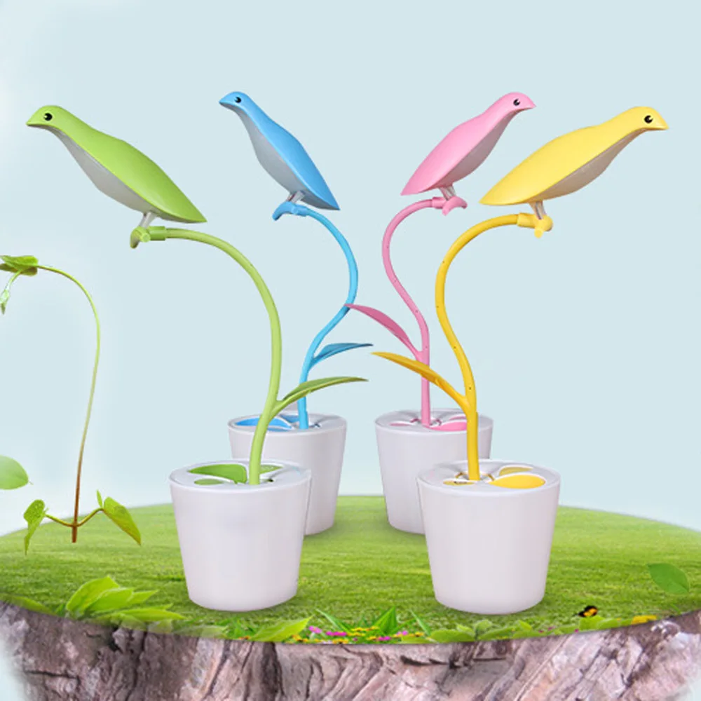 

Eye Protection Bird LED Reading Desk Lamp USB Rechargeable Book Light 18650 Dimmable Touch Table Lamp with Pen Container